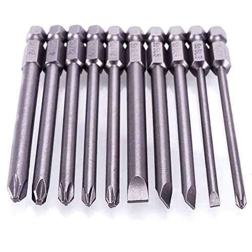 Rocaris 100mm (3.93") Long Magnetic Screwdriver Bits Set | S2 Steel, 1/4" Hex Shank, 10-Piece thumbnail 6