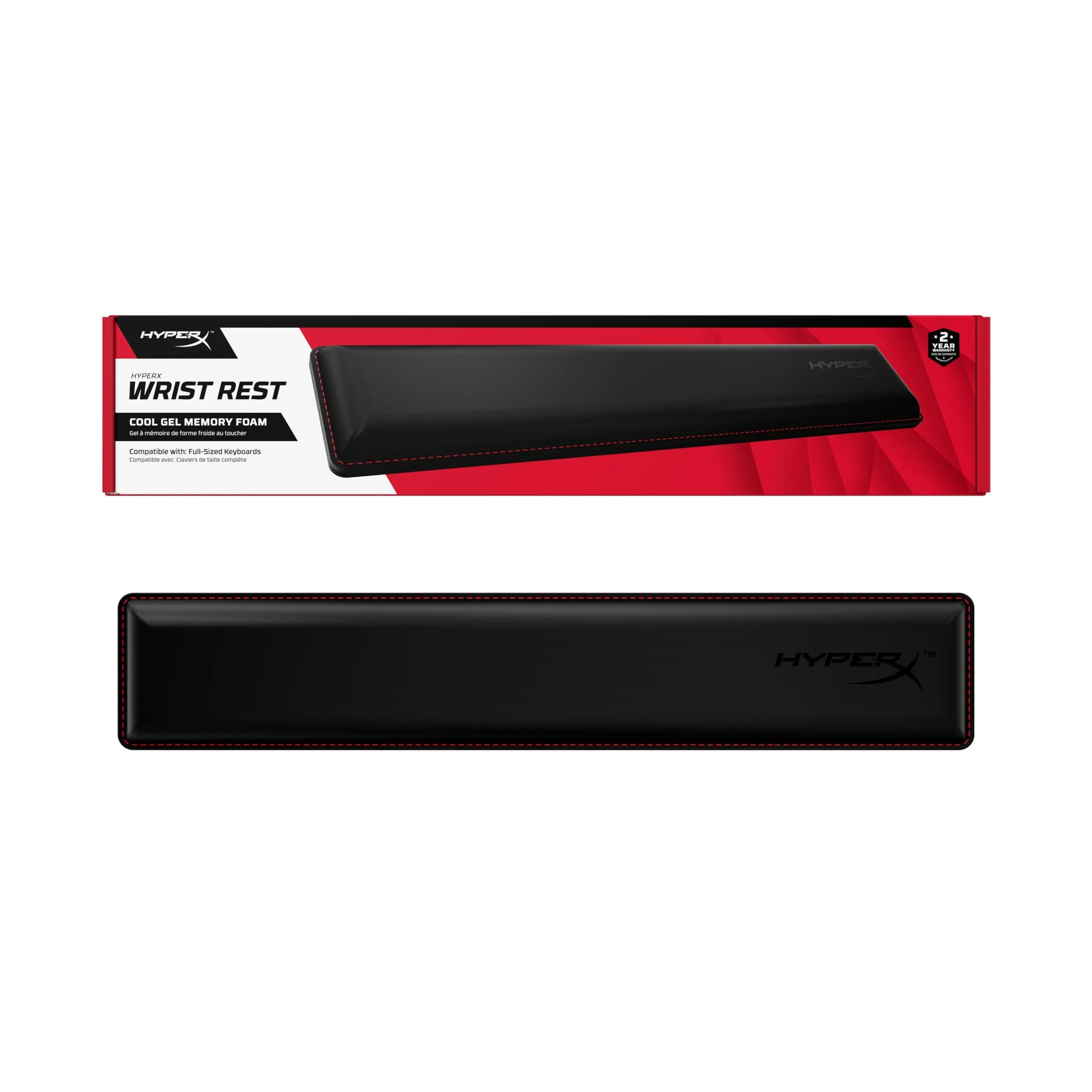 HyperX Wrist Rest Full Size Cooling Gel Memory Foam Black | Ergonomic Keyboard Accessory