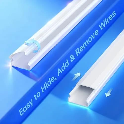 Delamu Large Cable Hider Raceway Kit 2.9cm W x 1.7cm H x 216cm L | Conceals 3-4 Wires on Wall thumbnail 6