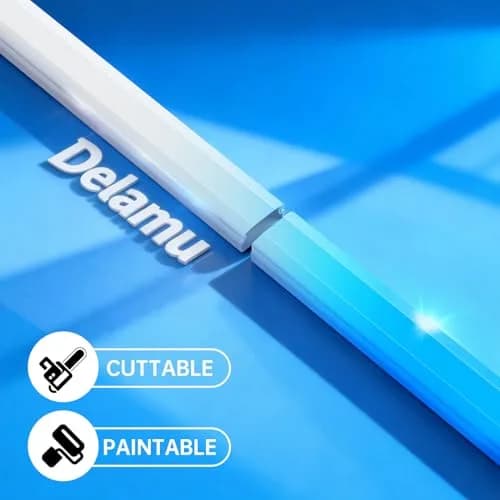 Delamu Large Cable Hider Raceway Kit 2.9cm W x 1.7cm H x 216cm L | Conceals 3-4 Wires on Wall thumbnail 7