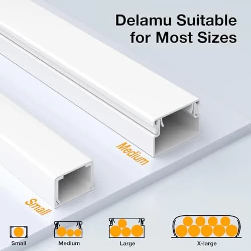 Delamu Cord Hider, 157in Wall Wire Cover for Cords, Cable Raceway Kit, White thumbnail 8