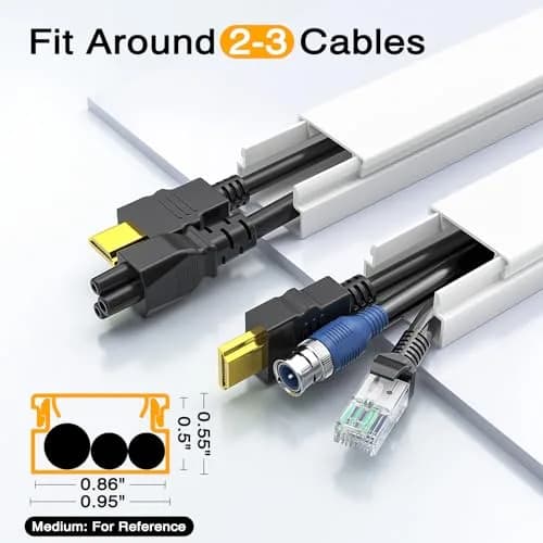 Delamu Cord Hider, 157in Wall Wire Cover for Cords, Cable Raceway Kit, White thumbnail 2