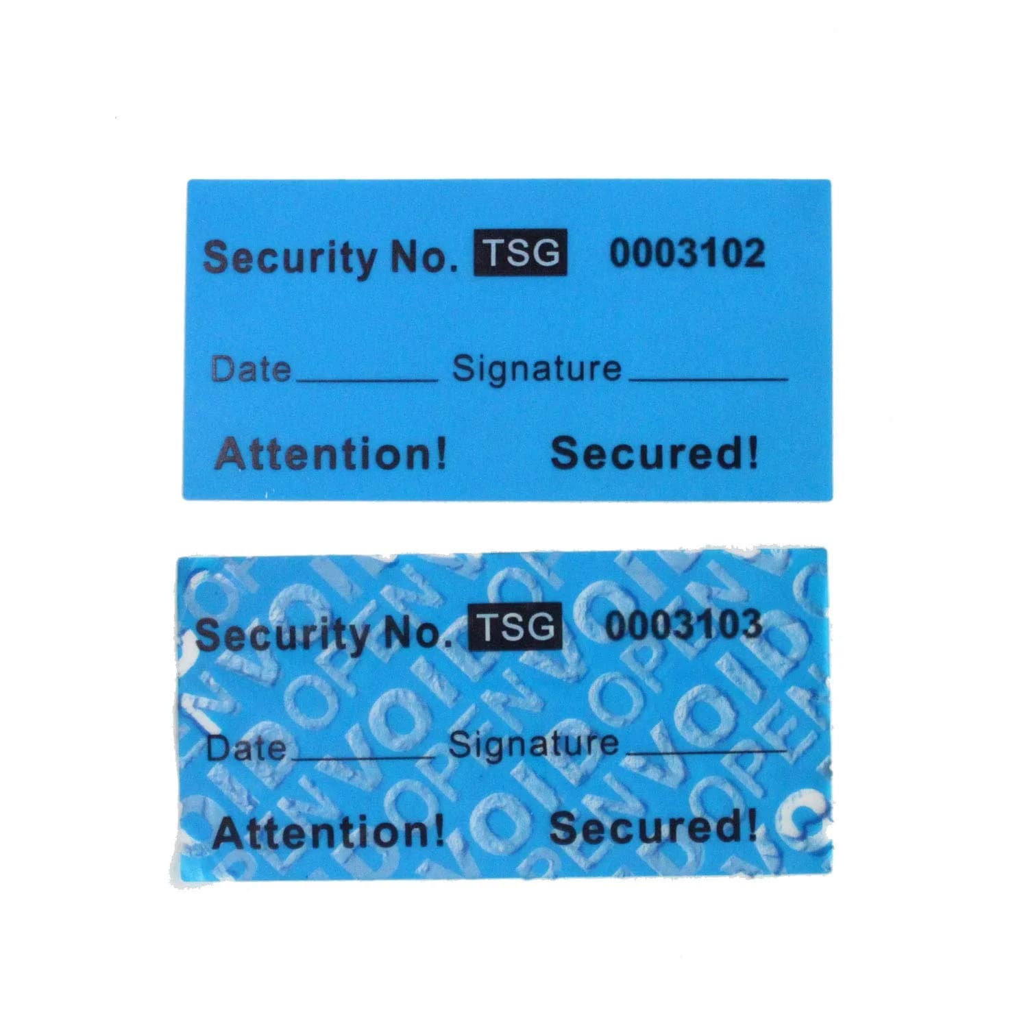 TamperSeals Group Blue 1"x2" Non-Transfer Tamper Evident Security Warranty Void Labels (100pcs) | Protect Your Assets with Hidden Messages - main product image