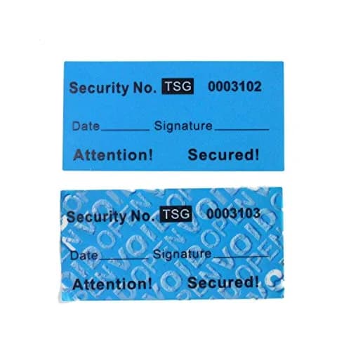 TamperSeals Group Blue 1"x2" Non-Transfer Tamper Evident Security Warranty Void Labels (100pcs) | Protect Your Assets with Hidden Messages thumbnail 1