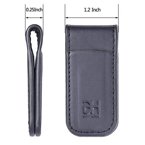 GH GOLD HORSE Slim Magnetic Money Clip Genuine Leather Business Card Holder for Men (Grey) | Holds 10-15 Bills & Cards thumbnail 4