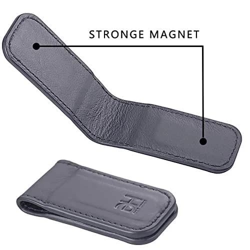 GH GOLD HORSE Slim Magnetic Money Clip Genuine Leather Business Card Holder for Men (Grey) | Holds 10-15 Bills & Cards thumbnail 5
