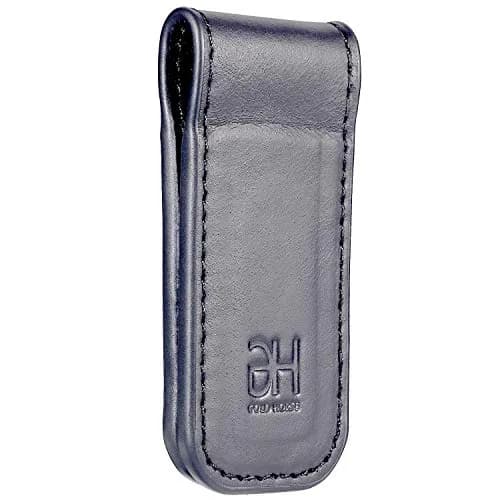 GH GOLD HORSE Slim Magnetic Money Clip Genuine Leather Business Card Holder for Men (Grey) | Holds 10-15 Bills & Cards thumbnail 2