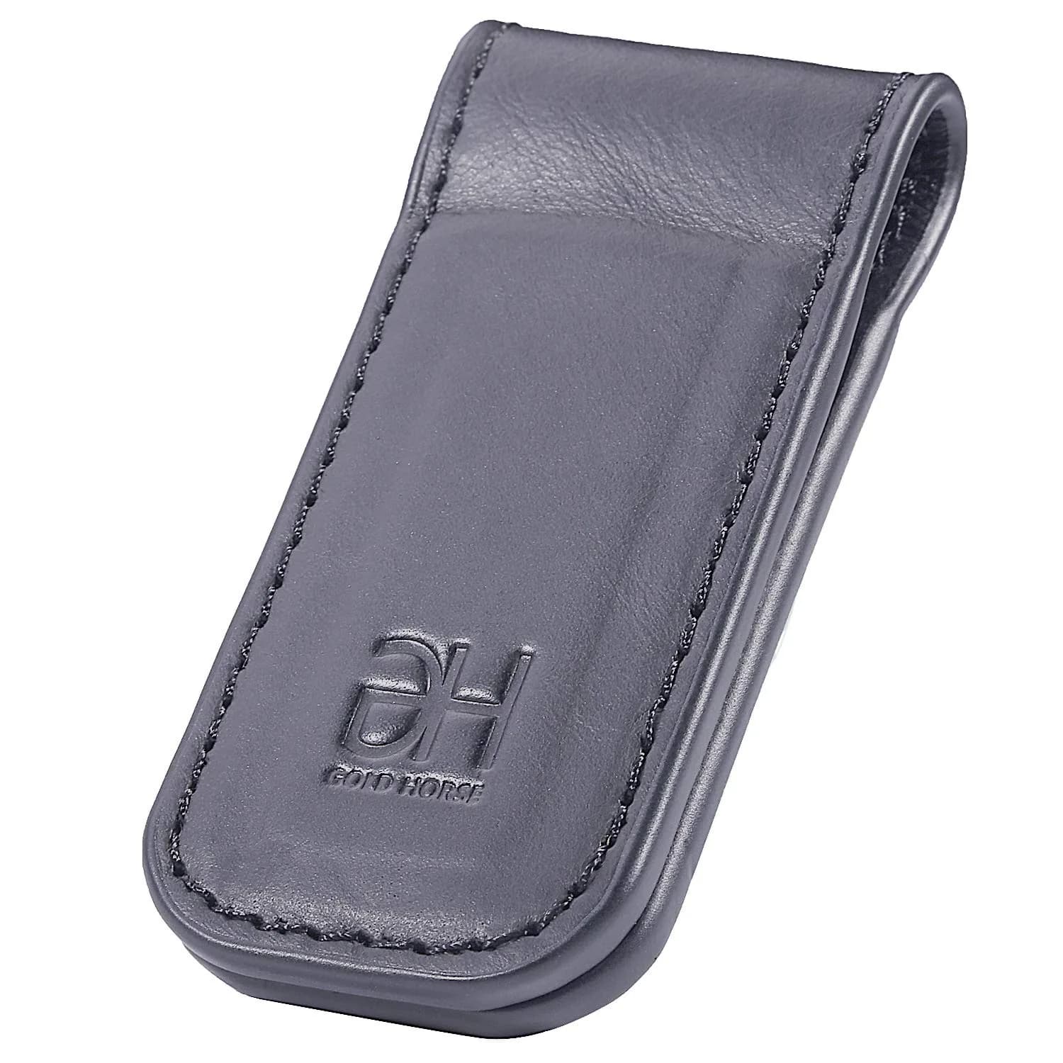 GH GOLD HORSE Slim Magnetic Money Clip Genuine Leather Business Card Holder for Men (Grey) | Holds 10-15 Bills & Cards - view 3