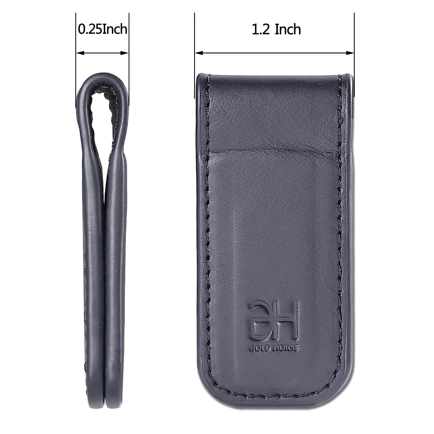 GH GOLD HORSE Slim Magnetic Money Clip Genuine Leather Business Card Holder for Men (Grey) | Holds 10-15 Bills & Cards - view 4