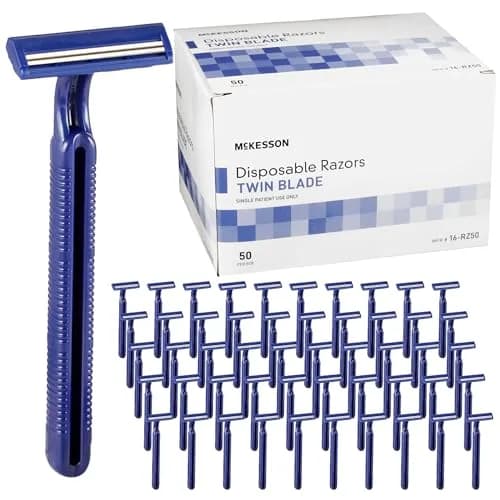 McKesson Disposable Razors Twin Blade Stainless Steel Blue 50 Count | Close, Safe Shave thumbnail 5