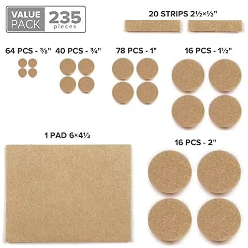 X-Protector 235 PCS Felt Furniture Pads | Heavy Duty Floor Protectors for Hardwood, Laminate & Tile thumbnail 5