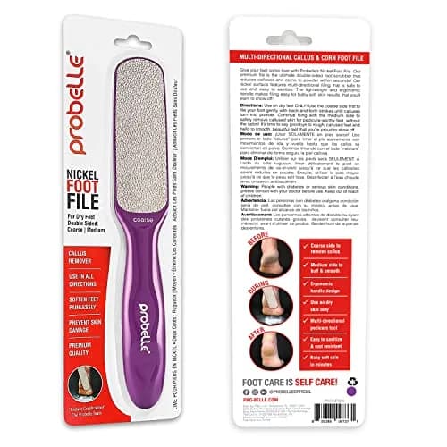 Probelle Double Sided Nickel Foot File Callus Remover, Purple | Safe, Hypoallergenic Pedicure Tool for Dry Feet thumbnail 8