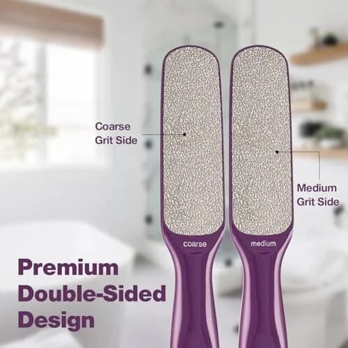 Probelle Double Sided Nickel Foot File Callus Remover, Purple | Safe, Hypoallergenic Pedicure Tool for Dry Feet thumbnail 2