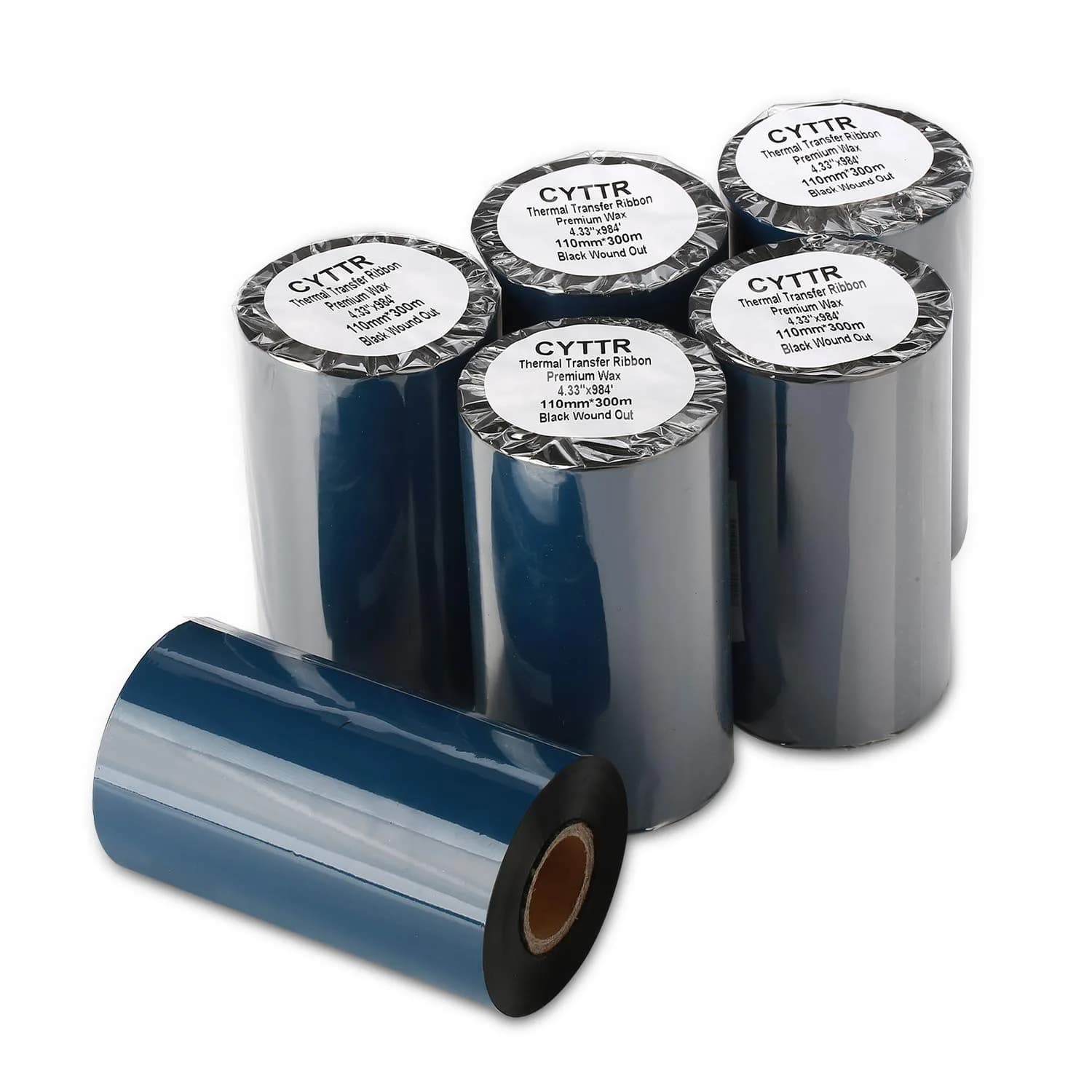 CYTTR Thermal Transfer Ribbon 110mm x 300m (4.33" x 984") Black | Premium Resin-Enhanced Wax for Zebra, Datamax, Sato Printers - view 5