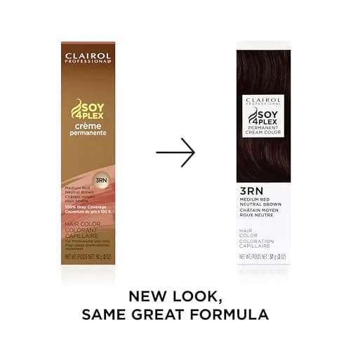 Clairol Professional Permanent Cream Hair Color 3rn Med Red Neutral Brown | 2 Oz | 100% Gray Coverage with Soy Complex thumbnail 2