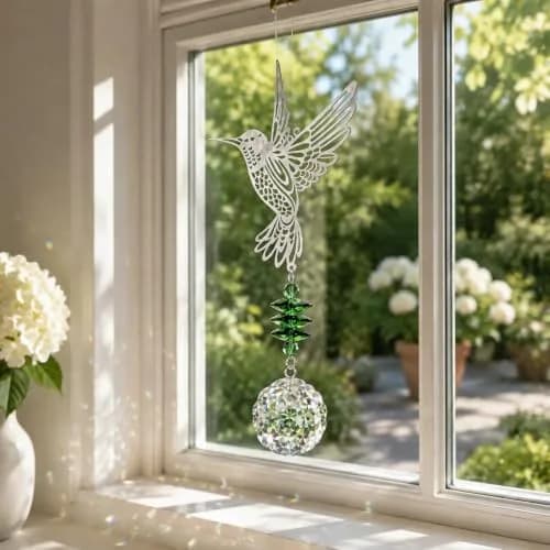 H&D HYALINE & DORA Crystal Hummingbird Flower Prism Window Suncatcher 41cm (16.1in) | Rainbow Maker Decor thumbnail 1