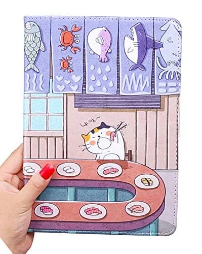 UnnFiko Cartoon iPad 5th/6th Gen 9.7-inch Case | Slim Lightweight Stand with Auto Sleep/Wake, Cat and Sushi Design thumbnail 1