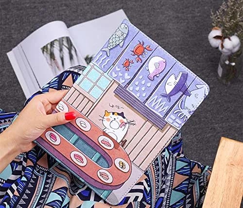 UnnFiko Cartoon iPad 5th/6th Gen 9.7-inch Case | Slim Lightweight Stand with Auto Sleep/Wake, Cat and Sushi Design thumbnail 7