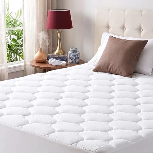 LEISURE TOWN Olympic Queen Mattress Pad Cover 66" x 80" | Deep Pocket Cotton Top Pillow Top with Snow Down Alternative Fill (8-21 Inch) thumbnail 1