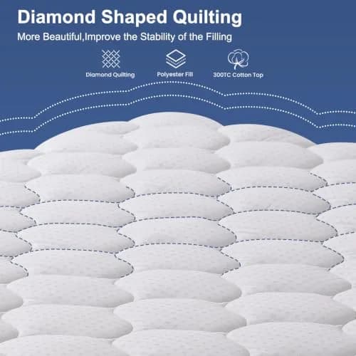 LEISURE TOWN Olympic Queen Mattress Pad Cover 66" x 80" | Deep Pocket Cotton Top Pillow Top with Snow Down Alternative Fill (8-21 Inch) thumbnail 4