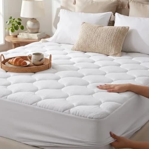 LEISURE TOWN Olympic Queen Mattress Pad Cover 66" x 80" | Deep Pocket Cotton Top Pillow Top with Snow Down Alternative Fill (8-21 Inch) thumbnail 9