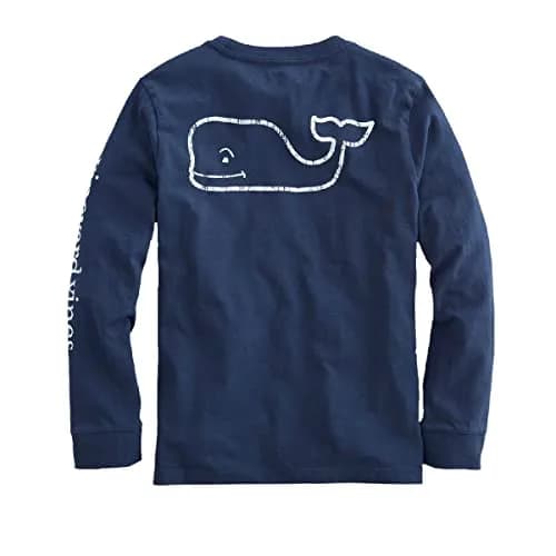 vineyard vines Boys' Long Sleeve Vintage Whale Pocket T-Shirt, Blue Blazer, Large | Classic Vintage Style for Boys thumbnail 1