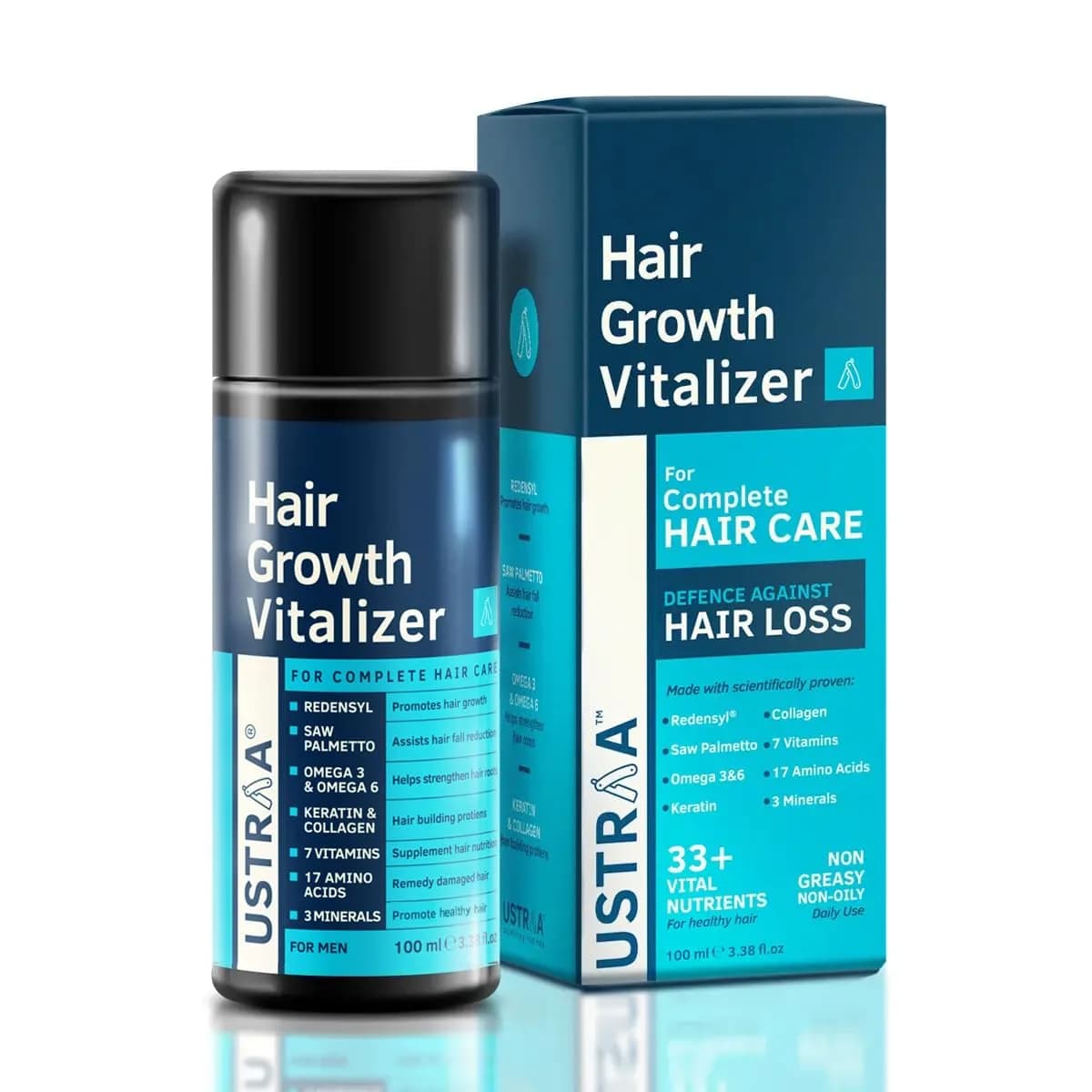 Ustraa Hair Growth Vitalizer Serum 100ml (3.4 Fl Oz) | Clinically Proven Redensyl for Hair Growth - main product image