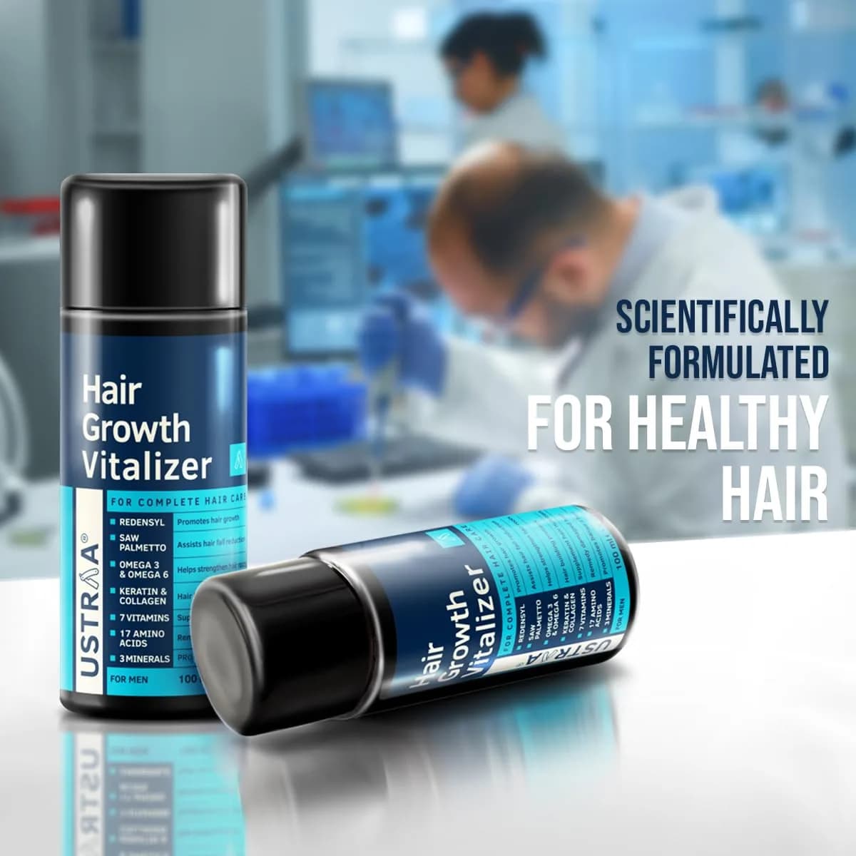 Ustraa Hair Growth Vitalizer Serum 100ml (3.4 Fl Oz) | Clinically Proven Redensyl for Hair Growth - view 3