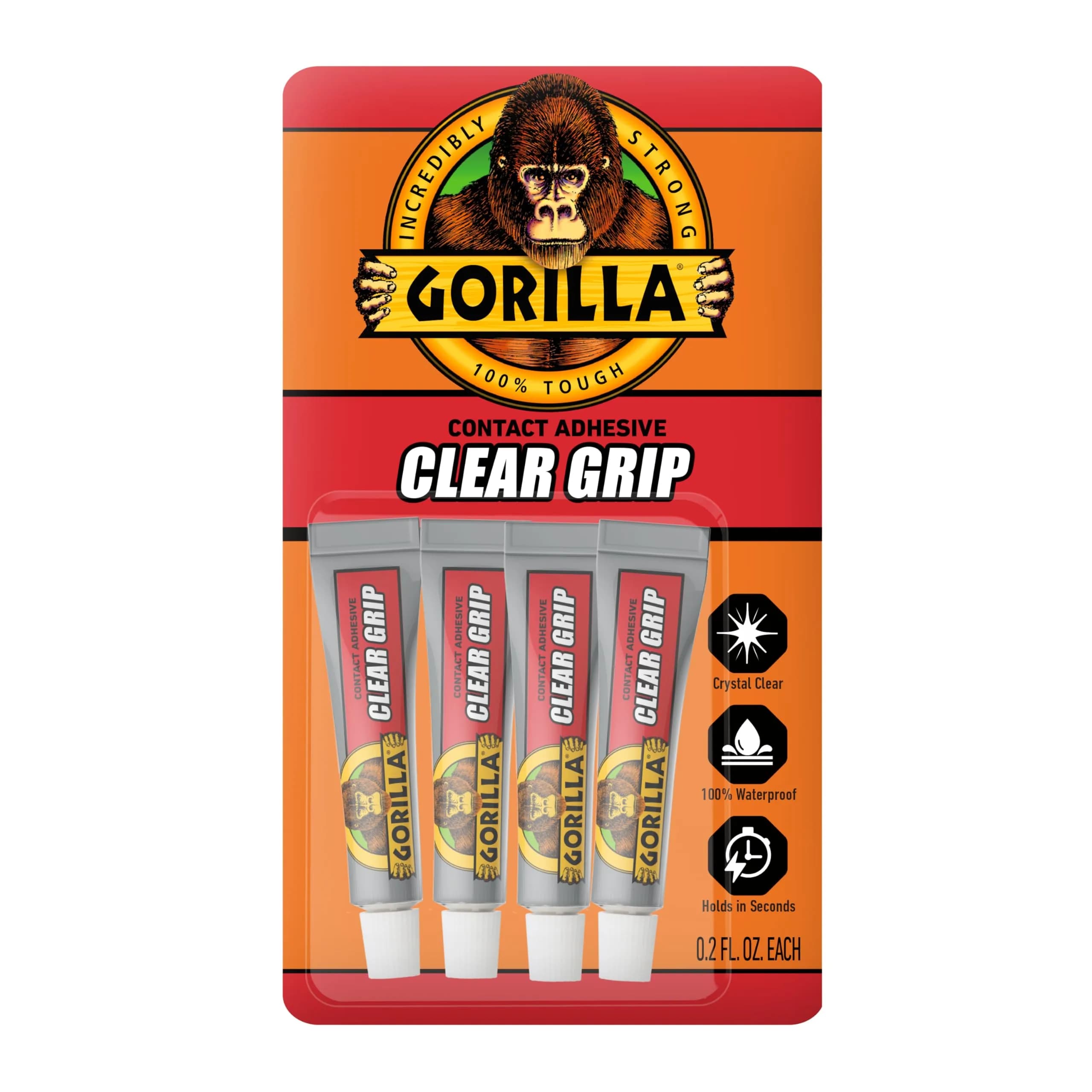 Gorilla Clear Grip Adhesive for Diamond Art & Jewelry 0.8 oz (0.2 fl oz Each) | Instant Clear Bond for Crafts & Repairs — 4/Pkg - 0.2oz Each