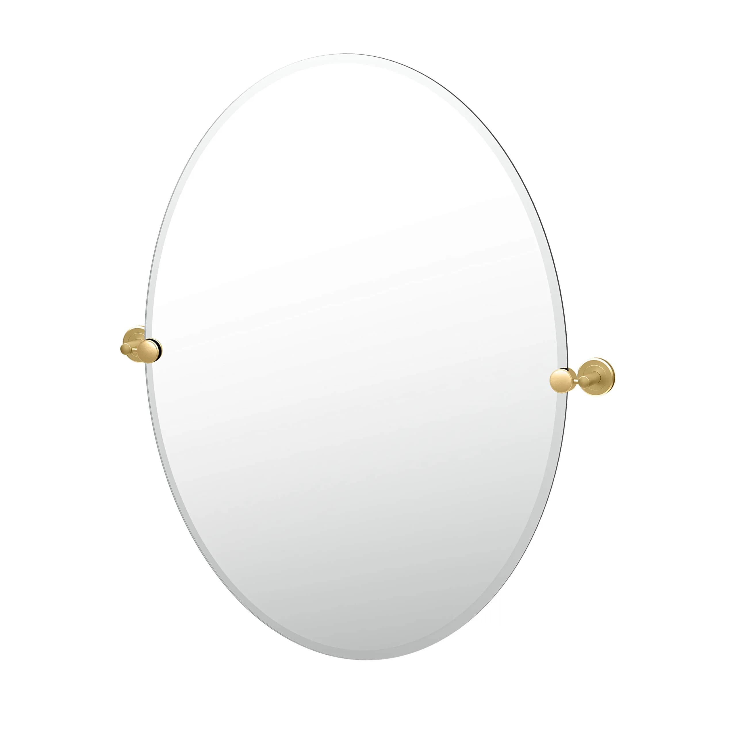 Gatco Latitude II Oval Mirror Brushed Brass 32"H x 28.5"W | Designer Wall Mirror — Brushed Brass