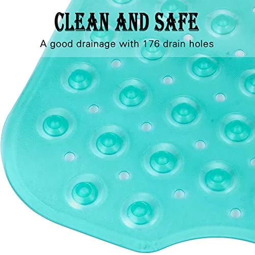 YINENN Bath and Shower Safety Mats 40x16 inch | Non Slip with Suction Cups for Bathroom, Extra Large, Machine Washable, Green thumbnail 4