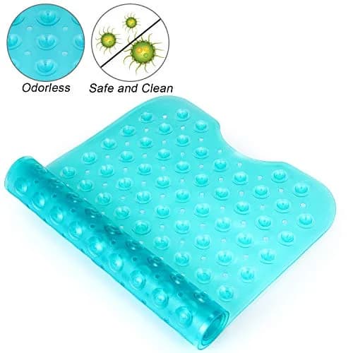 YINENN Bath and Shower Safety Mats 40x16 inch | Non Slip with Suction Cups for Bathroom, Extra Large, Machine Washable, Green thumbnail 2