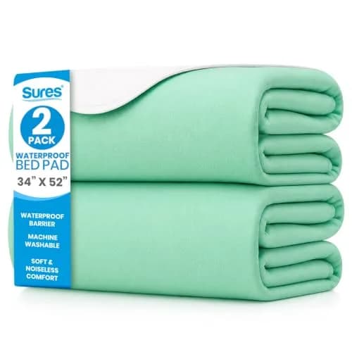 SURES Washable Bed Pads for Incontinence 86cm x 132cm (34" x 52") | Effective Waterproof Protection thumbnail 1