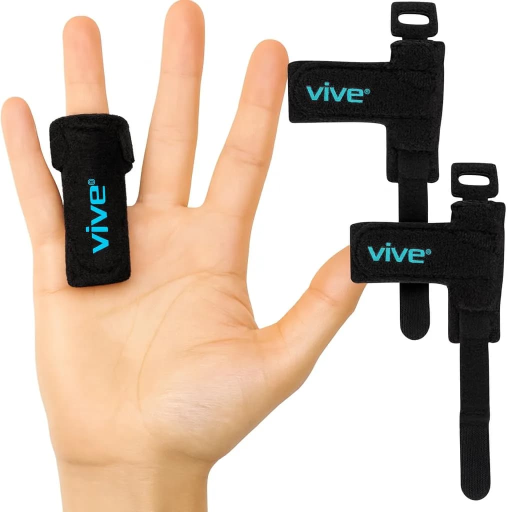 Vive Trigger Finger Splint Brace for Straightening Curved, Bent Fingers & Thumb | 2-Pack Black, Adjustable Up to 3.5" (8.9cm) - main product image