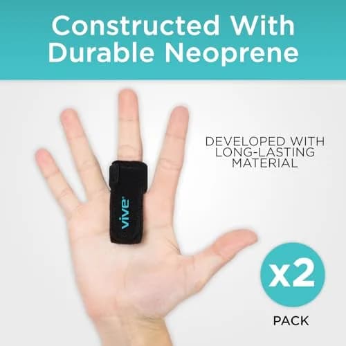 Vive Trigger Finger Splint Brace for Straightening Curved, Bent Fingers & Thumb | 2-Pack Black, Adjustable Up to 3.5" (8.9cm) thumbnail 5