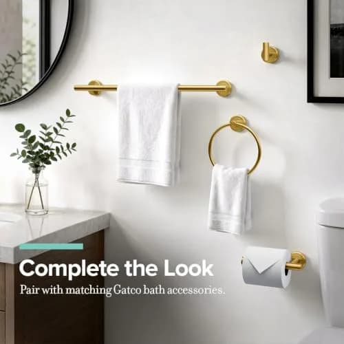 Gatco Latitude II 18-Inch Towel Bar | Brushed Brass Wall Mounted Bathroom Towel Holder thumbnail 4