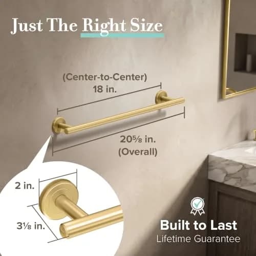 Gatco Latitude II 18-Inch Towel Bar | Brushed Brass Wall Mounted Bathroom Towel Holder thumbnail 3