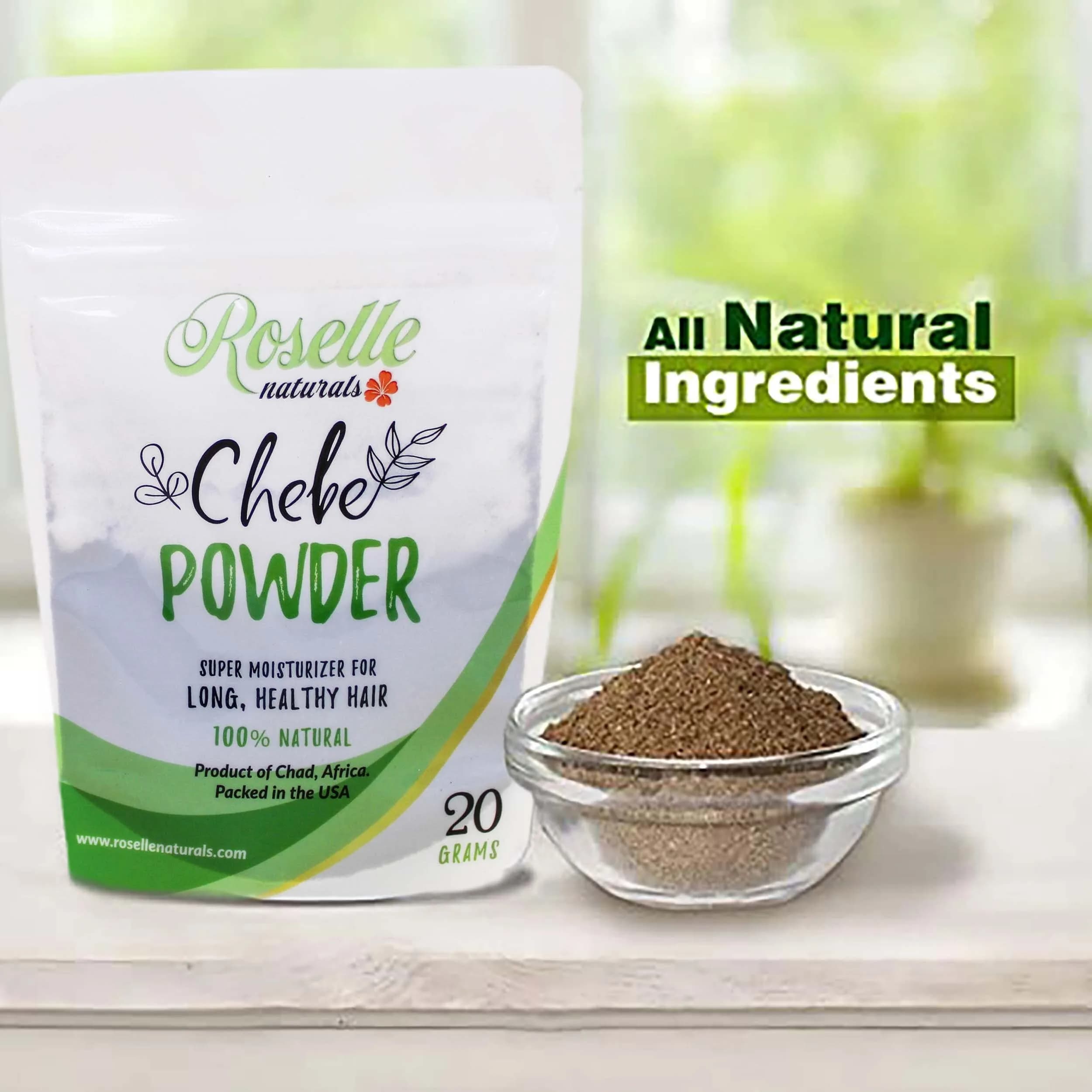 Roselle Naturals Chebe Powder 20g (0.7 oz) | Traditional African Hair Growth & Moisturizing Treatment - view 2