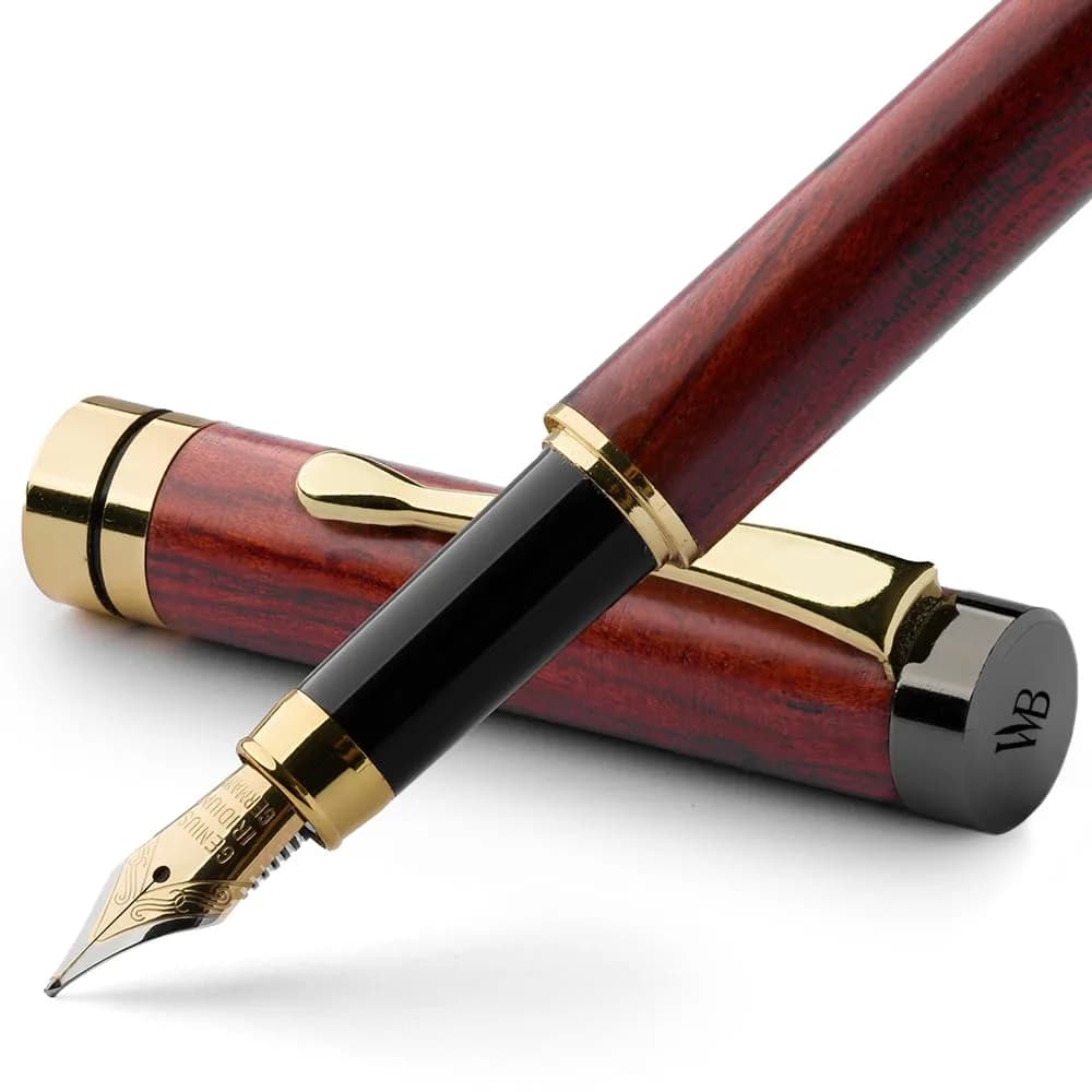 Wordsworth & Black Bamboo Wood Fountain Pen Set for Writing, Medium Nib, 14.1 cm (5.55 in) | Luxury Writing Instrument for Professionals — Rosewood