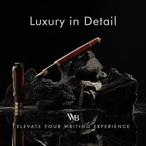 Wordsworth & Black Bamboo Wood Fountain Pen Set with Medium Nib | German Iridium Nib, Luxury Gift Box thumbnail 2