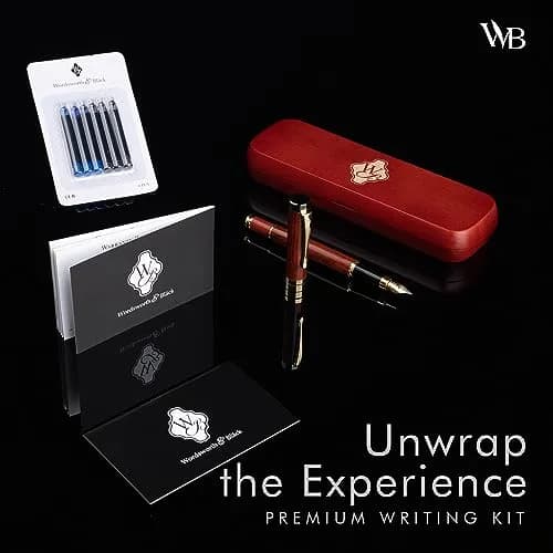 Wordsworth & Black Bamboo Wood Fountain Pen Set with Medium Nib | German Iridium Nib, Luxury Gift Box thumbnail 3