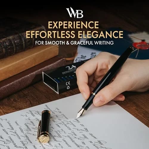 Wordsworth & Black Luxury Fountain Pen Set with Medium Nib, Black Gold | German Iridium Nib thumbnail 2