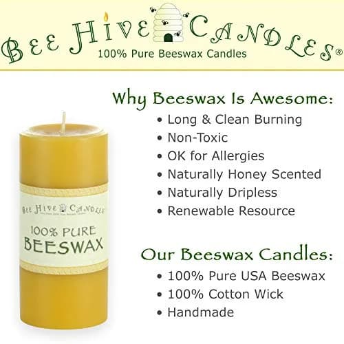 Bee Hive Candles 100% Pure Beeswax Pillar Candle (2" x 3" | Natural Honey Scent, 3-Pack) thumbnail 5