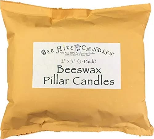 Bee Hive Candles 100% Pure Beeswax Pillar Candle (2" x 3" | Natural Honey Scent, 3-Pack) thumbnail 2