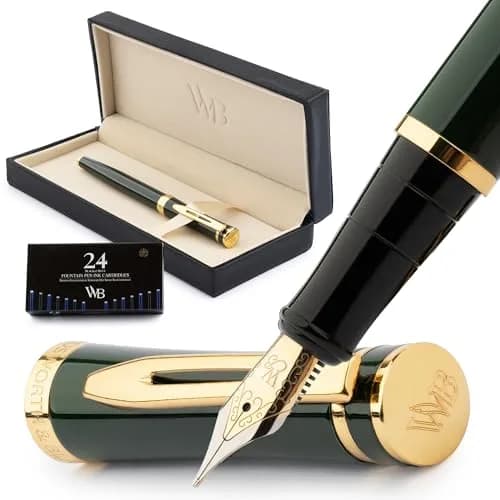 Wordsworth & Black Luxury Fountain Pen Set with Medium Nib, Green | Smooth Ink Flow for Calligraphy & Journaling thumbnail 1