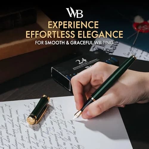 Wordsworth & Black Luxury Fountain Pen Set with Medium Nib, Green | Smooth Ink Flow for Calligraphy & Journaling thumbnail 2
