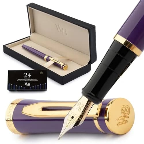 Wordsworth & Black Luxury Fountain Pen Set Medium Nib Purple | Smooth Ink Flow thumbnail 1