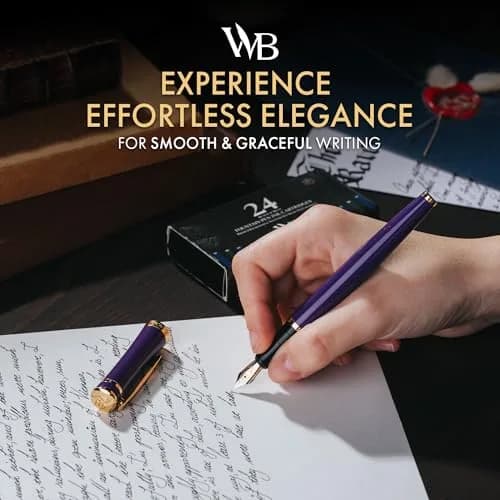Wordsworth & Black Luxury Fountain Pen Set Medium Nib Purple | Smooth Ink Flow thumbnail 2