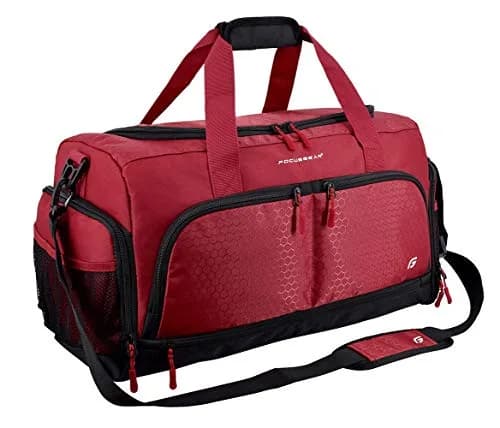 FocusGear Water Resistant Duffel Bag 20" | 10 Compartments, Travel & Gym Ready, Red thumbnail 1