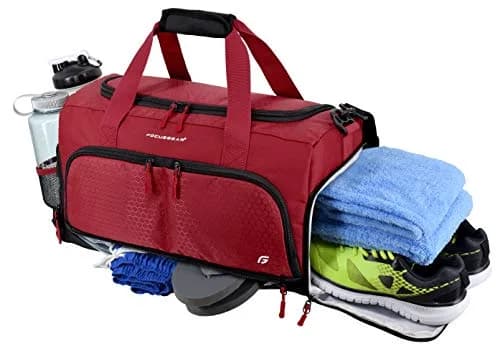 FocusGear Water Resistant Duffel Bag 20" | 10 Compartments, Travel & Gym Ready, Red thumbnail 2